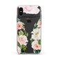 Watercolour Roses Personalised Name Apple iPhone Xs Impact Case Pink Edge on Black Phone