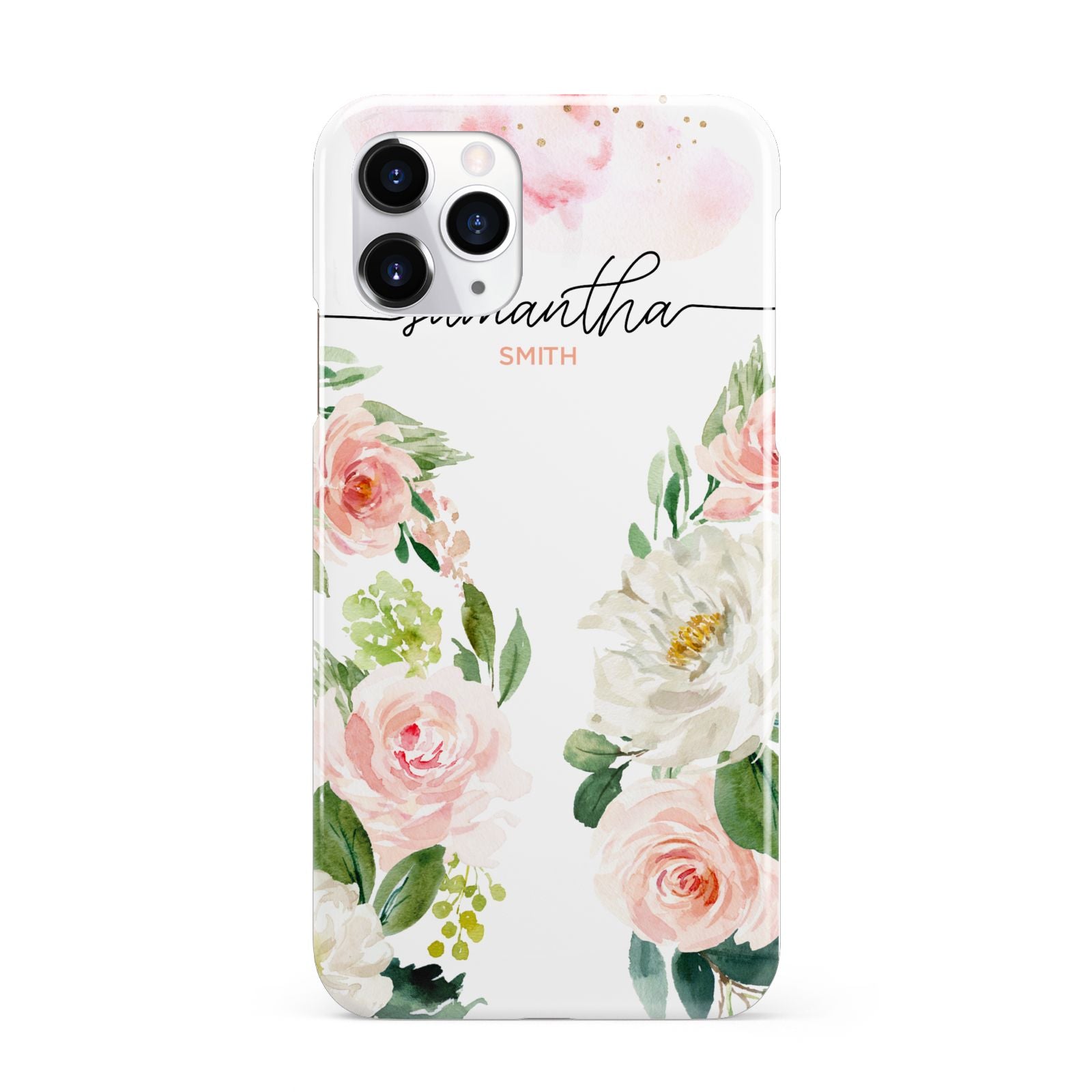 Watercolour Roses Personalised Name iPhone 11 Pro 3D Snap Case