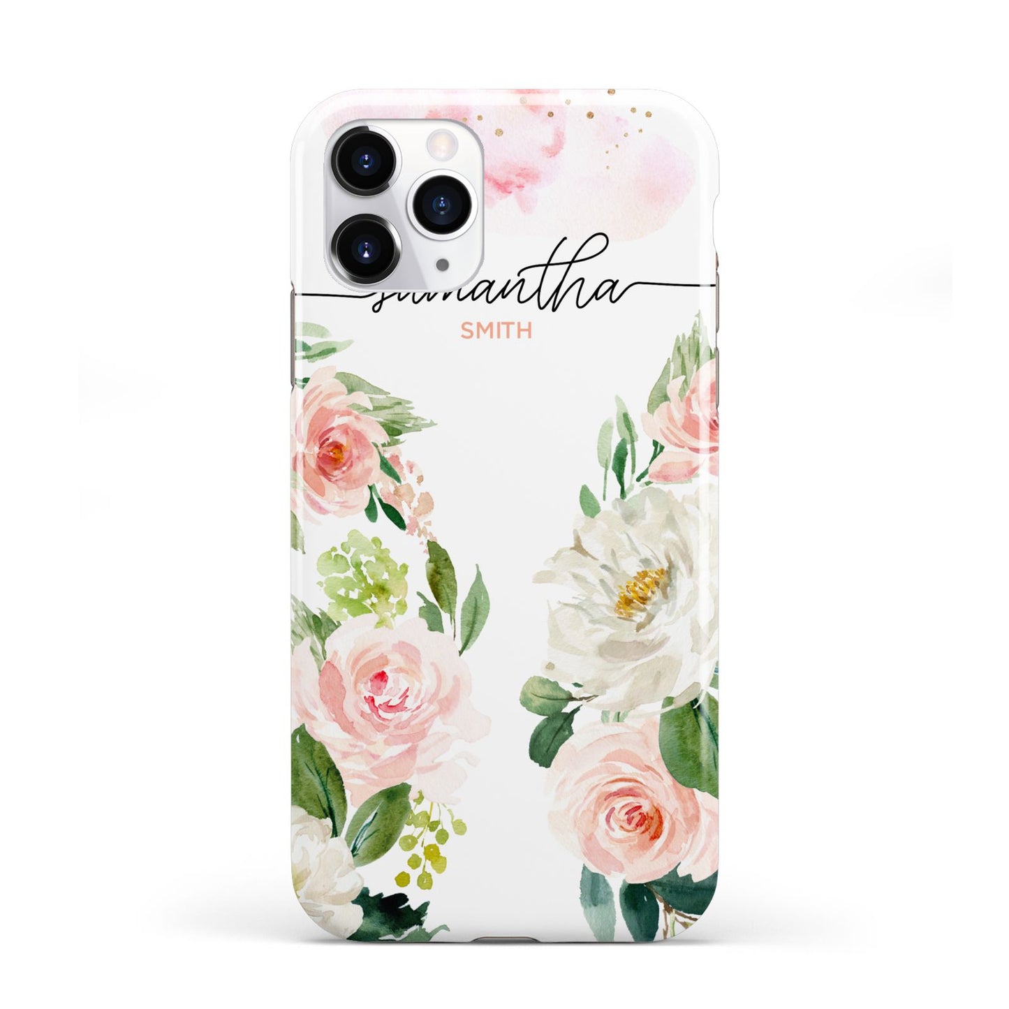 Watercolour Roses Personalised Name iPhone 11 Pro 3D Tough Case