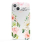 Watercolour Roses Personalised Name iPhone 13 Full Wrap 3D Snap Case