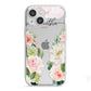 Watercolour Roses Personalised Name iPhone 13 Mini TPU Impact Case with White Edges