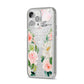Watercolour Roses Personalised Name iPhone 14 Pro Max Glitter Tough Case Silver Angled Image