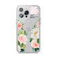 Watercolour Roses Personalised Name iPhone 14 Pro Max Glitter Tough Case Silver