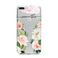 Watercolour Roses Personalised Name iPhone 7 Plus Bumper Case on Silver iPhone