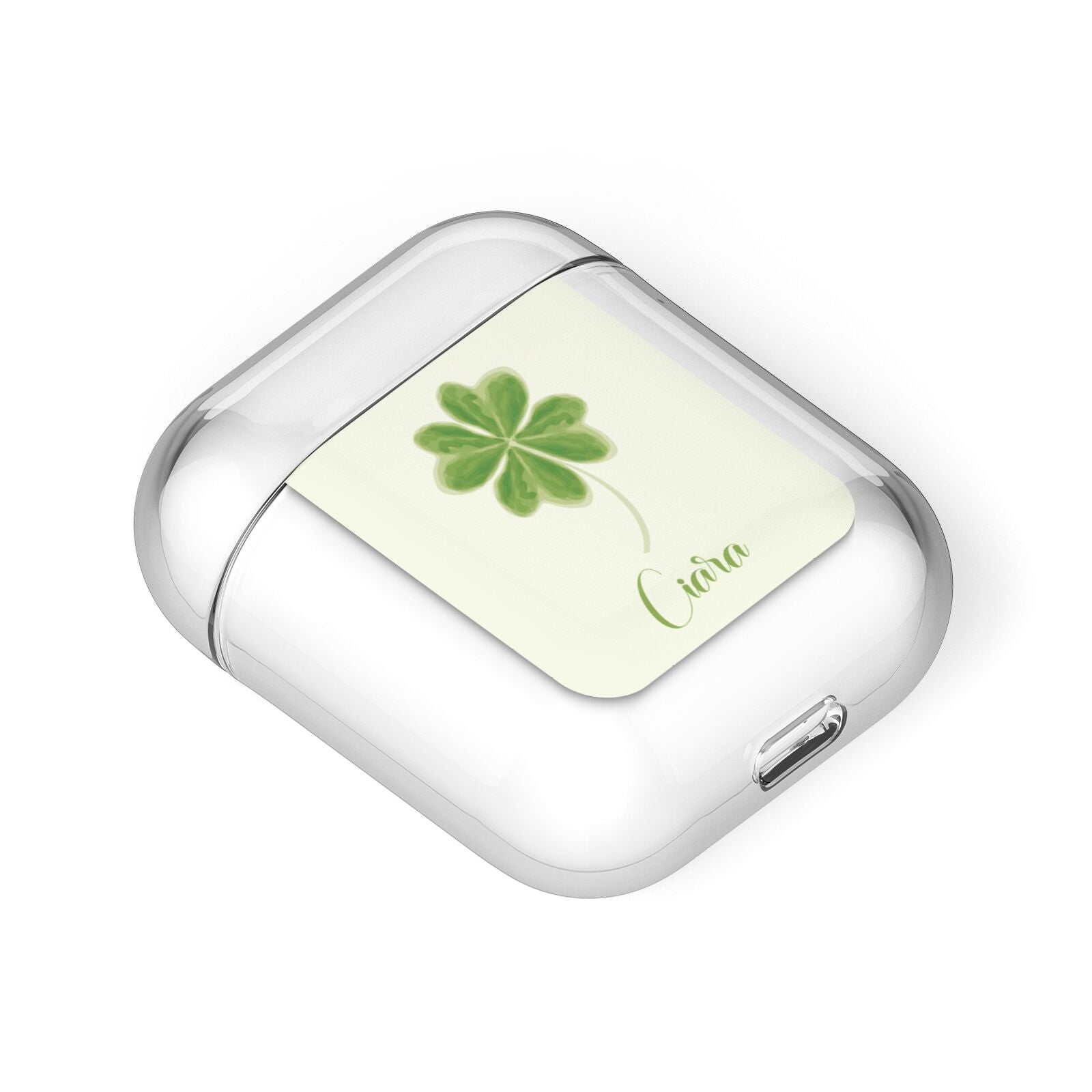 Watercolour Shamrock Custom AirPods Case Laid Flat