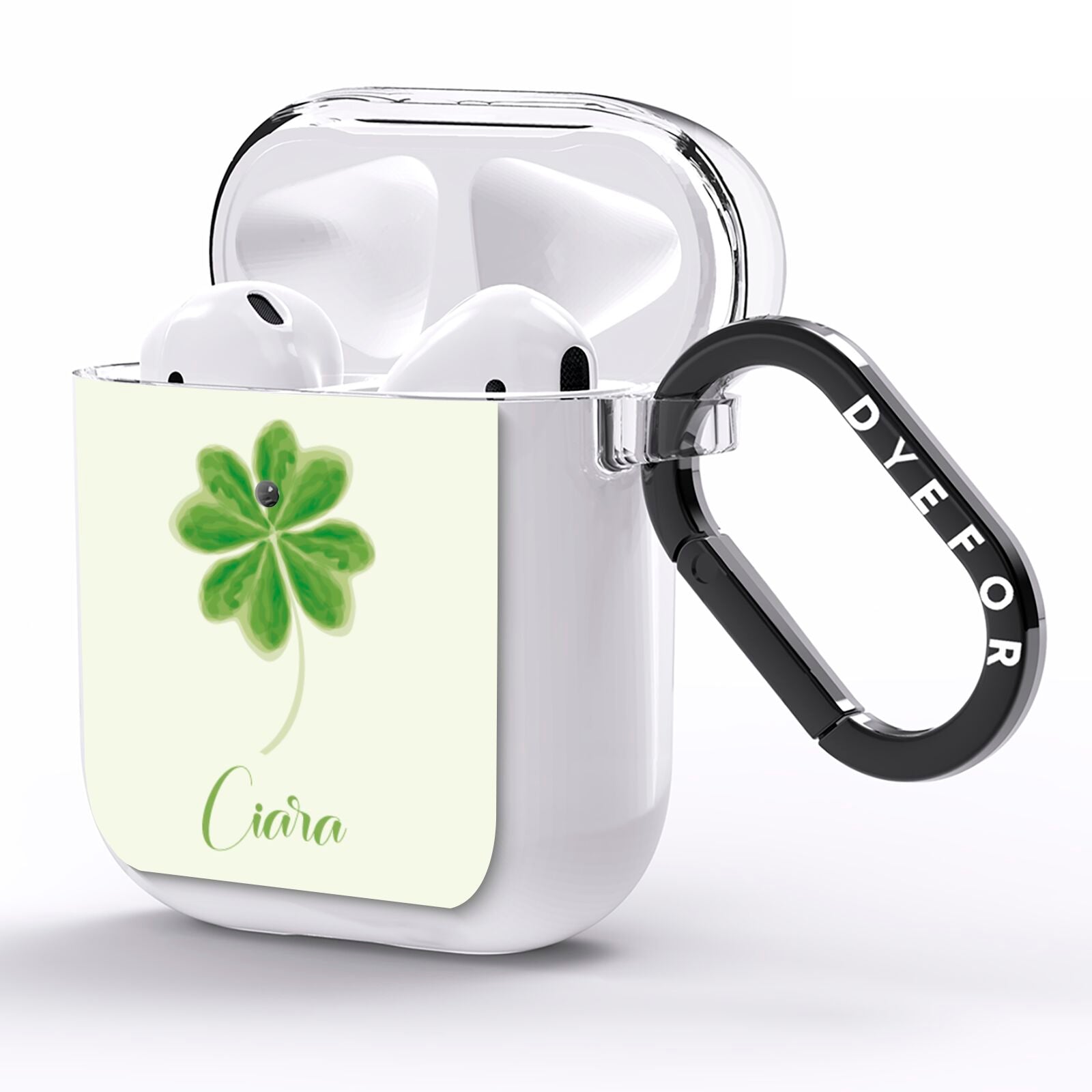 Watercolour Shamrock Custom AirPods Clear Case Side Image