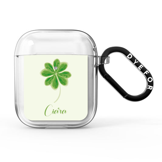 Watercolour Shamrock Custom AirPods Clear Case