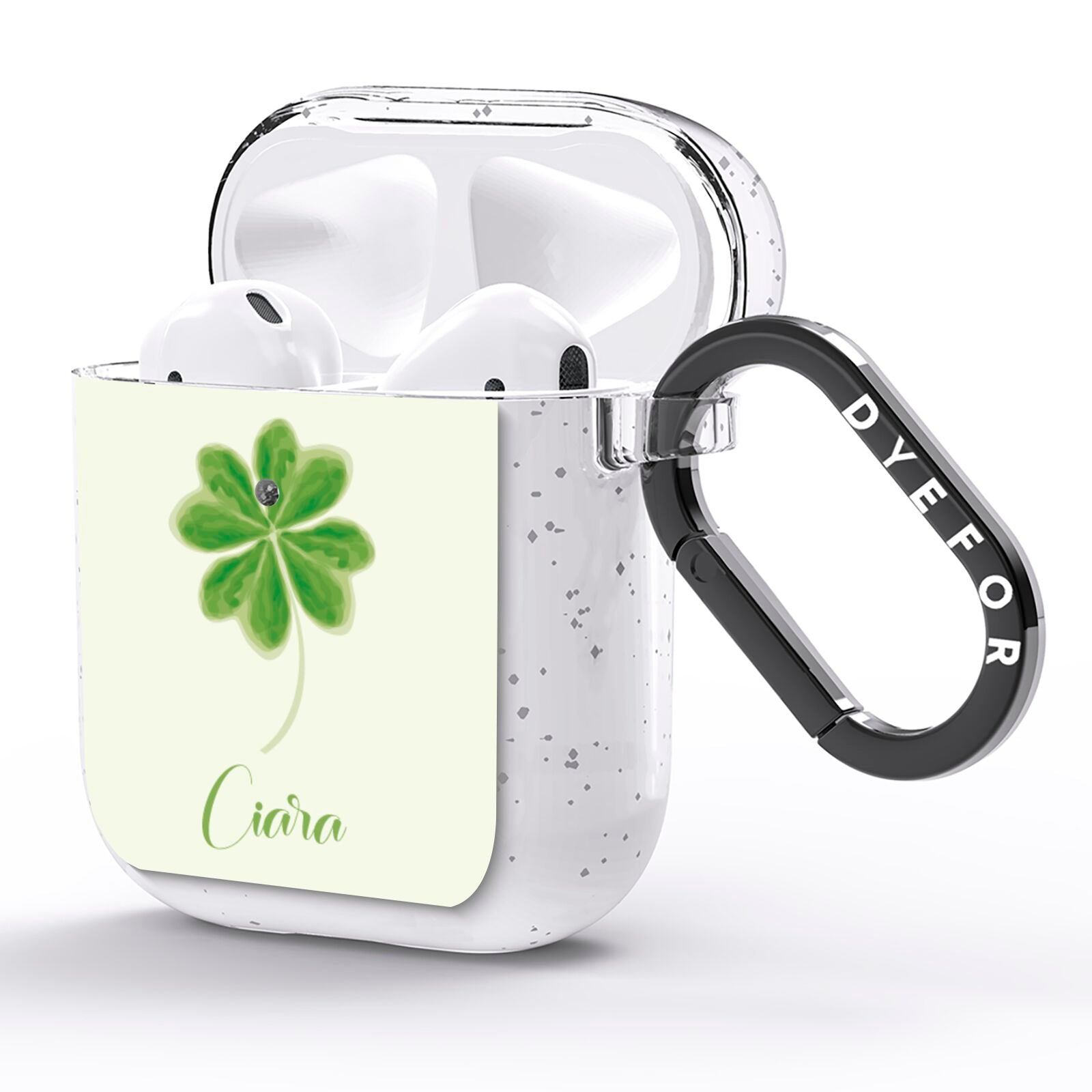Watercolour Shamrock Custom AirPods Glitter Case Side Image