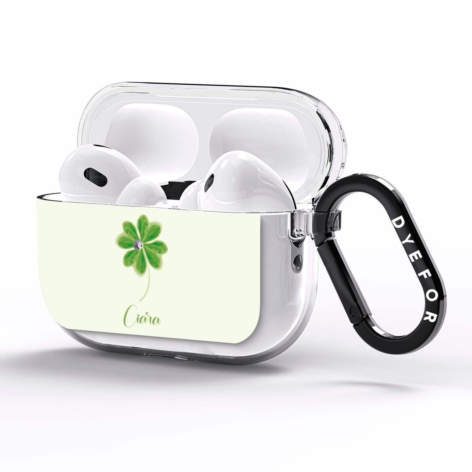 Watercolour Shamrock Custom AirPods Pro Clear Case Side Image