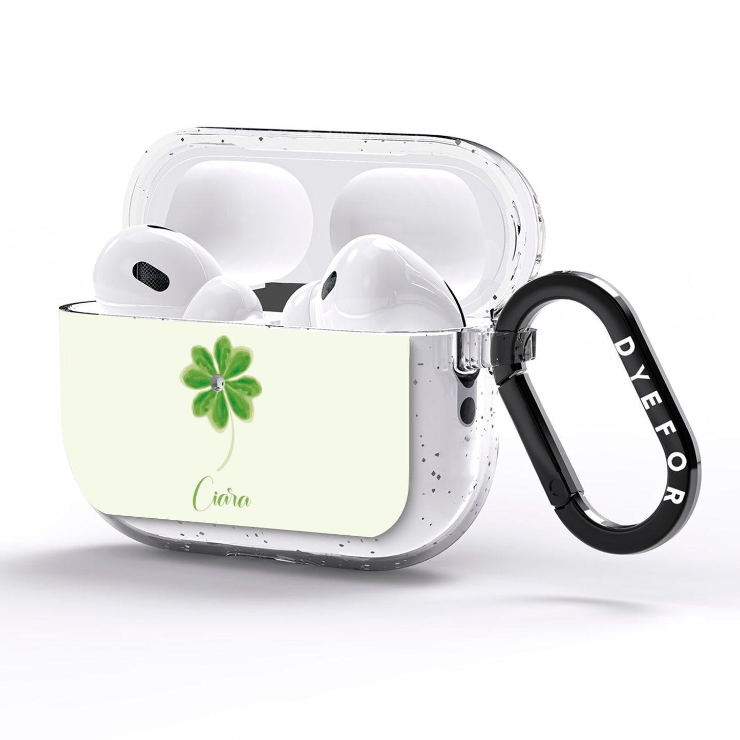 Watercolour Shamrock Custom AirPods Pro Glitter Case Side Image