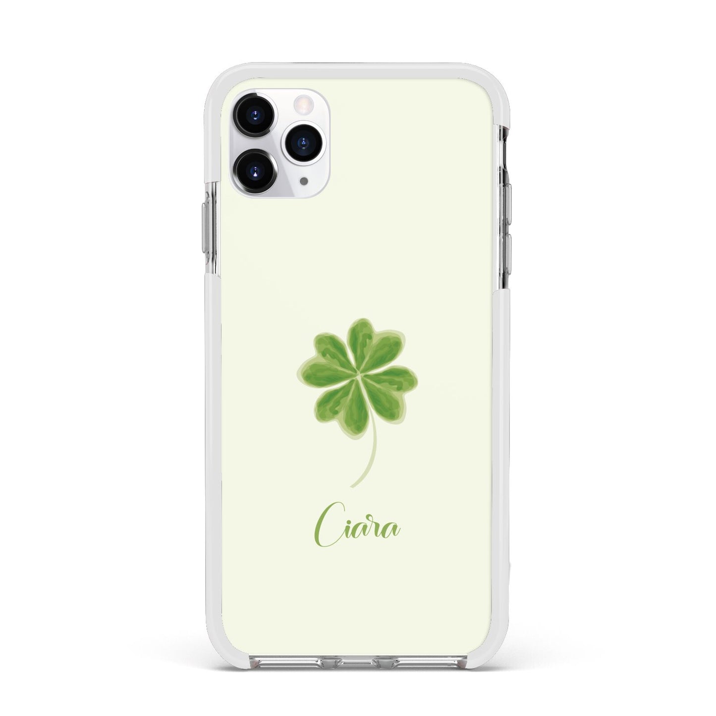Watercolour Shamrock Custom Apple iPhone 11 Pro Max in Silver with White Impact Case