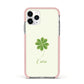 Watercolour Shamrock Custom Apple iPhone 11 Pro in Silver with Pink Impact Case
