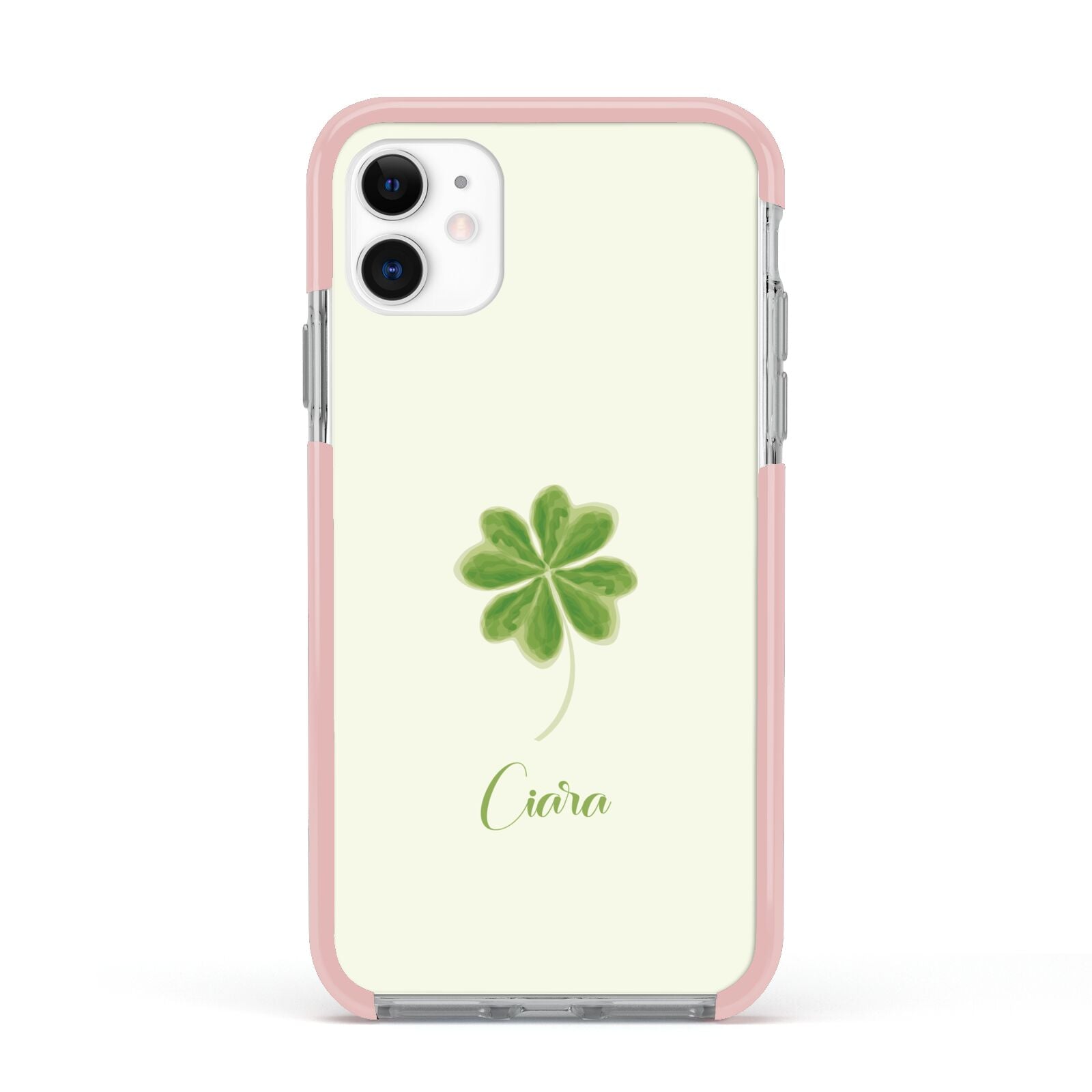 Watercolour Shamrock Custom Apple iPhone 11 in White with Pink Impact Case