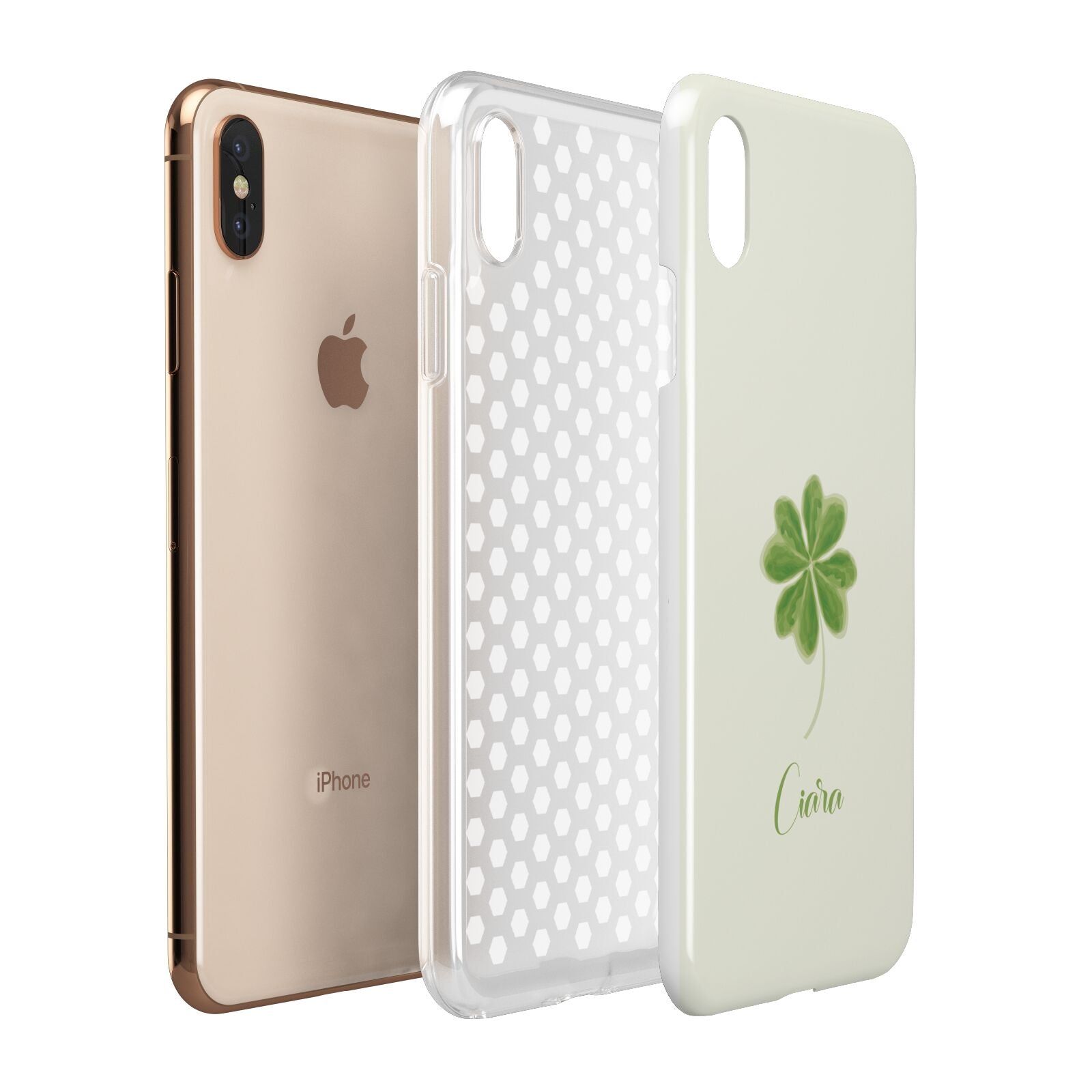 Watercolour Shamrock Custom Apple iPhone Xs Max 3D Tough Case Expanded View