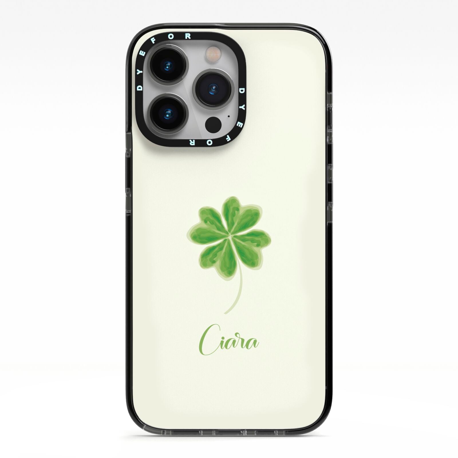 Watercolour Shamrock Custom iPhone 13 Pro Black Impact Case on Silver phone