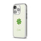 Watercolour Shamrock Custom iPhone 14 Pro Clear Tough Case Silver Angled Image
