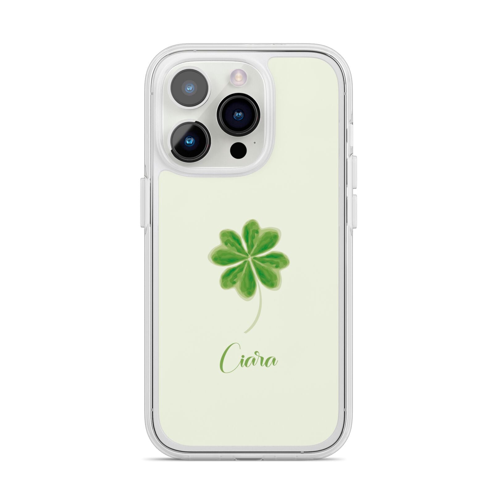 Watercolour Shamrock Custom iPhone 14 Pro Clear Tough Case Silver