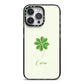 Watercolour Shamrock Custom iPhone 14 Pro Max Black Impact Case on Silver phone