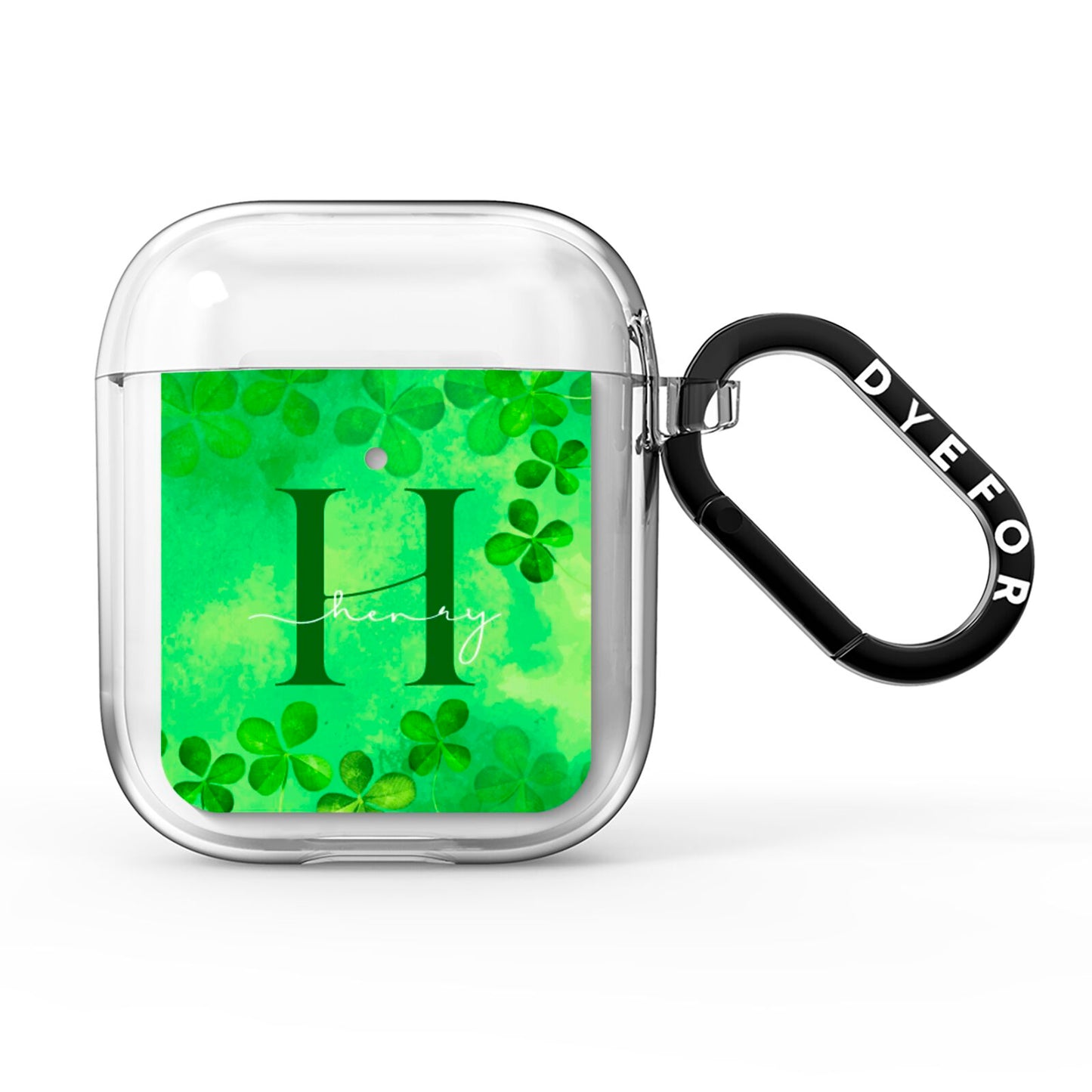 Watercolour Shamrock Pattern Name AirPods Clear Case
