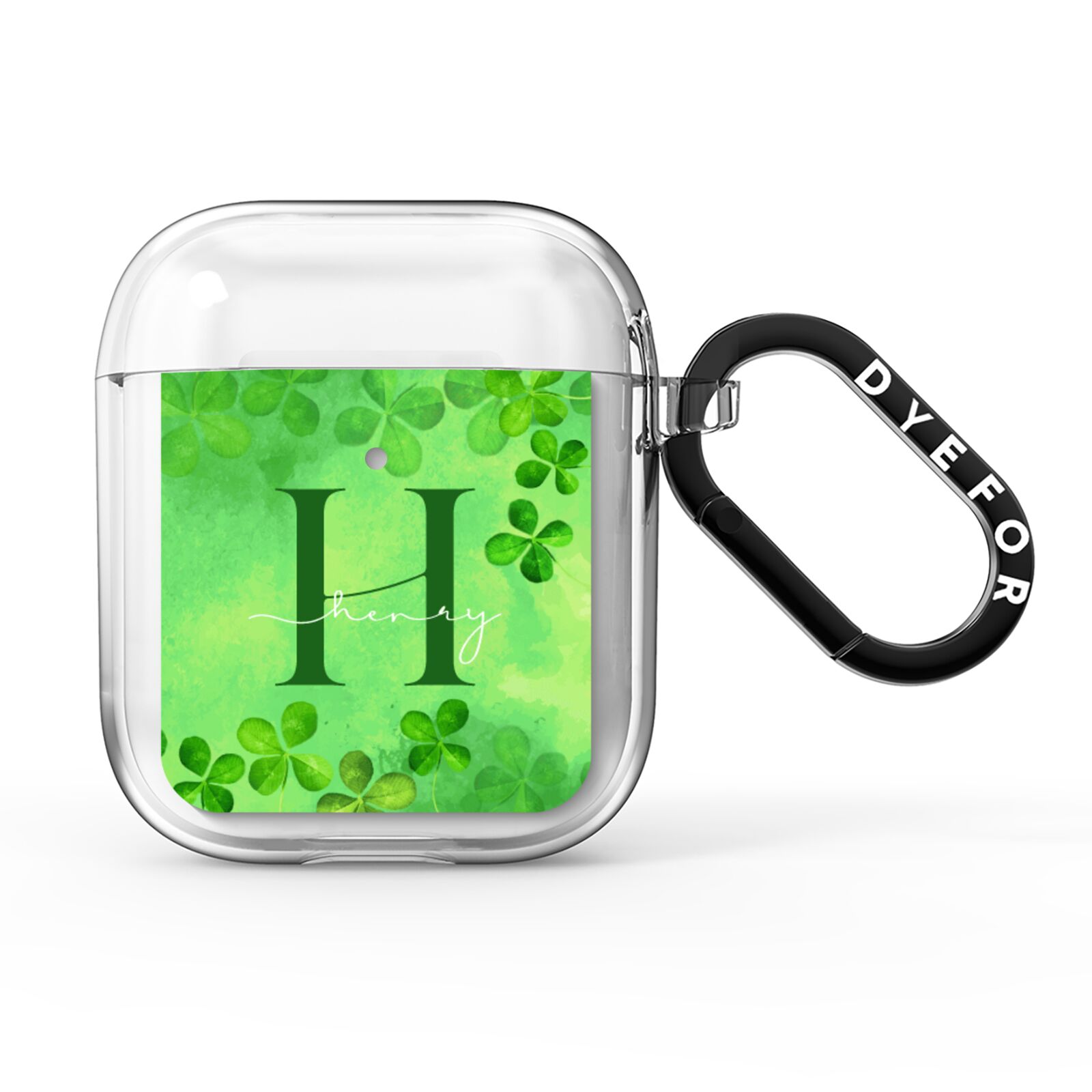 Watercolour Shamrock Pattern Name AirPods Clear Case