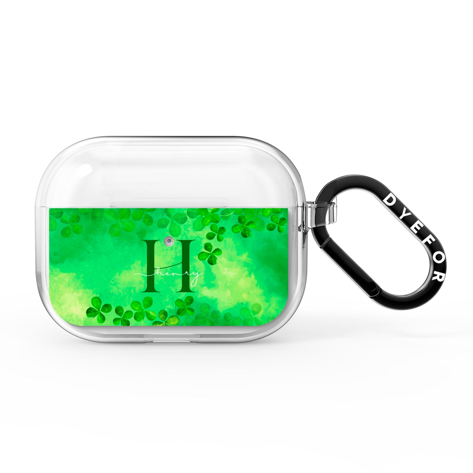 Watercolour Shamrock Pattern Name AirPods Pro Clear Case