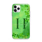 Watercolour Shamrock Pattern Name Apple iPhone 11 Pro Max in Silver with Bumper Case