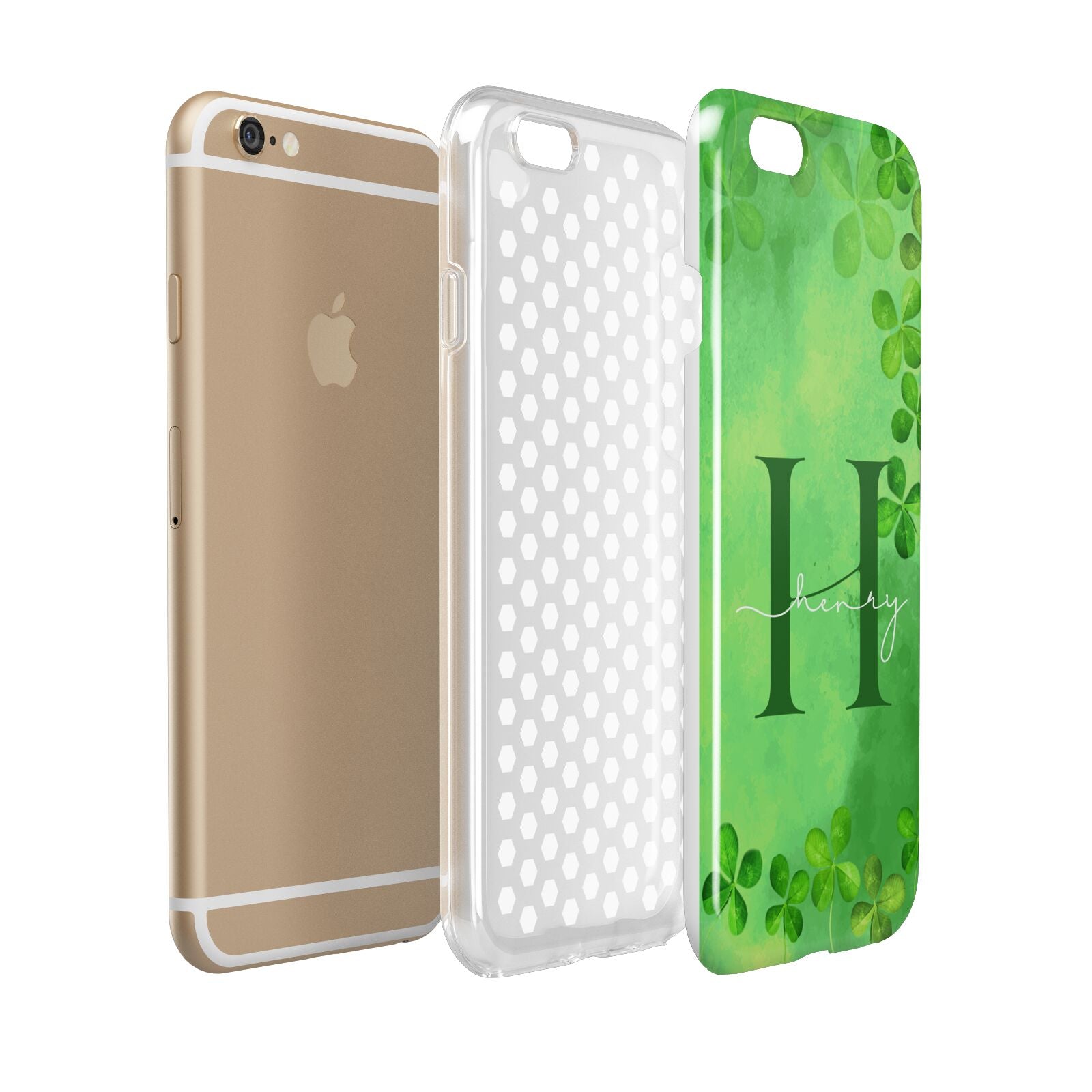 Watercolour Shamrock Pattern Name Apple iPhone 6 3D Tough Case Expanded view