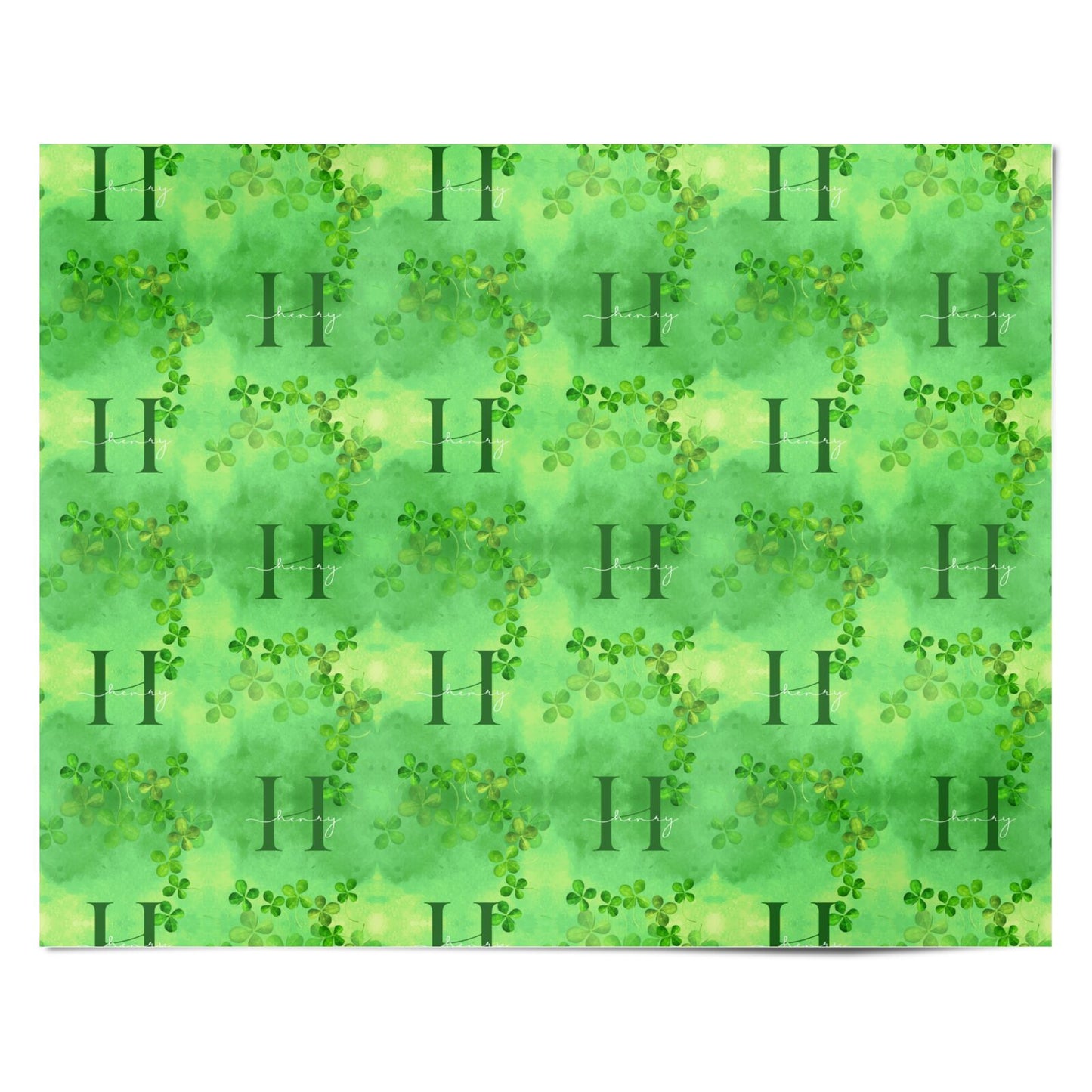 Watercolour Shamrock Pattern Name Personalised Wrapping Paper Alternative