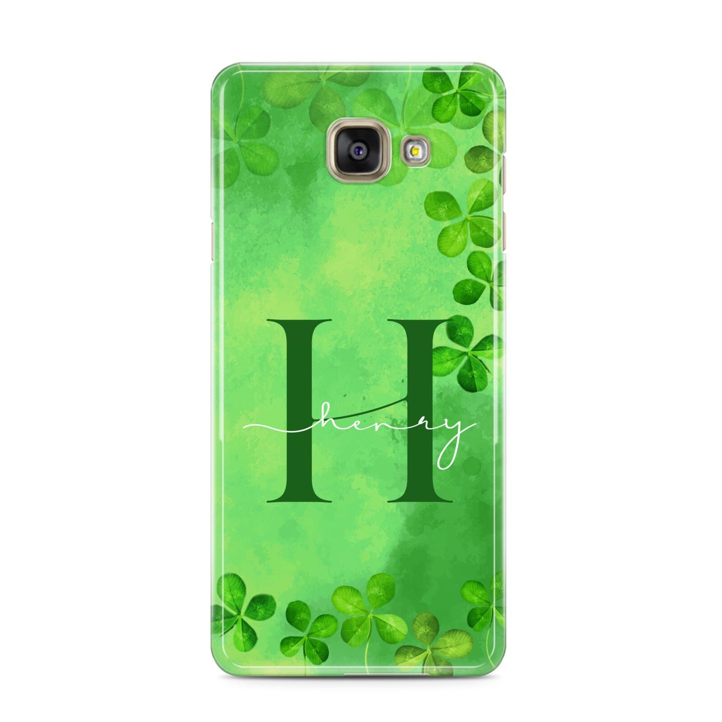 Watercolour Shamrock Pattern Name Samsung Galaxy A3 2016 Case on gold phone