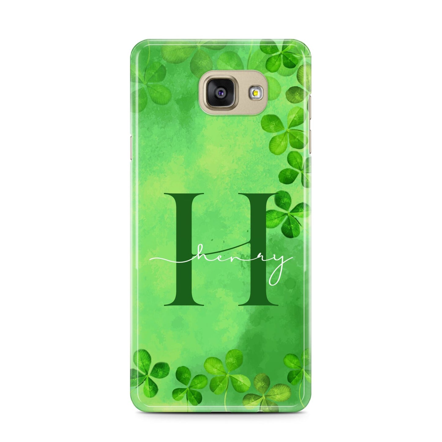 Watercolour Shamrock Pattern Name Samsung Galaxy A7 2016 Case on gold phone