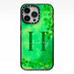 Watercolour Shamrock Pattern Name iPhone 13 Pro Black Impact Case on Silver phone