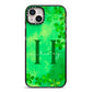 Watercolour Shamrock Pattern Name iPhone 14 Plus Black Impact Case on Silver phone