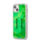 Watercolour Shamrock Pattern Name iPhone 14 Plus Glitter Tough Case Starlight Angled Image