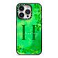 Watercolour Shamrock Pattern Name iPhone 14 Pro Black Impact Case on Silver phone