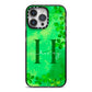 Watercolour Shamrock Pattern Name iPhone 14 Pro Max Black Impact Case on Silver phone
