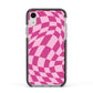 Wavy Check Apple iPhone XR Impact Case Black Edge on Silver Phone