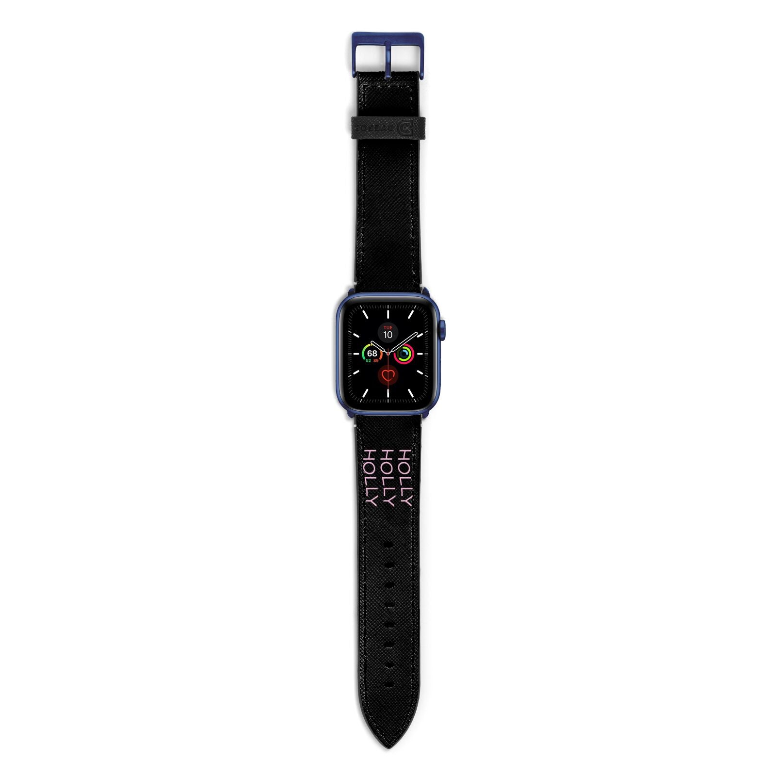Wavy Name Apple Watch Strap with Blue Hardware