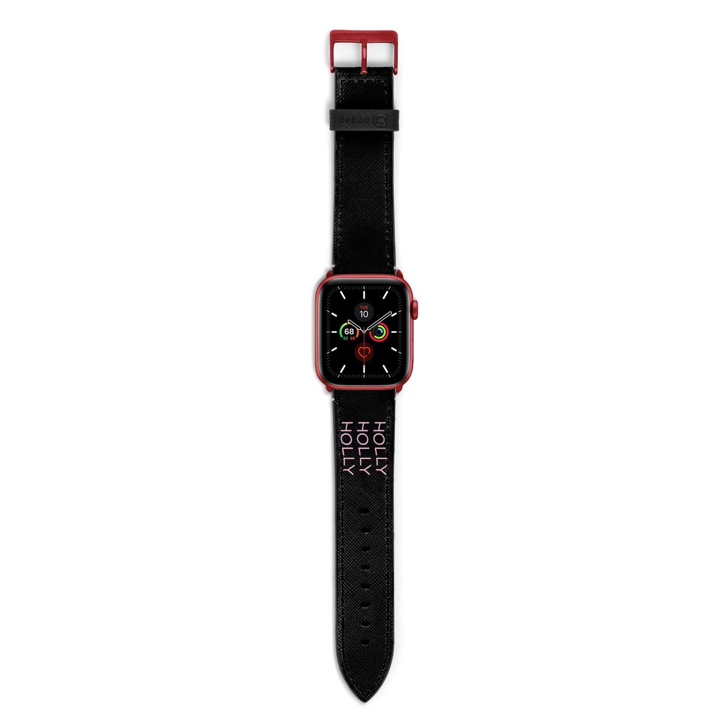 Wavy Name Apple Watch Strap with Red Hardware