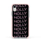 Wavy Name Apple iPhone XR Impact Case Pink Edge on Silver Phone