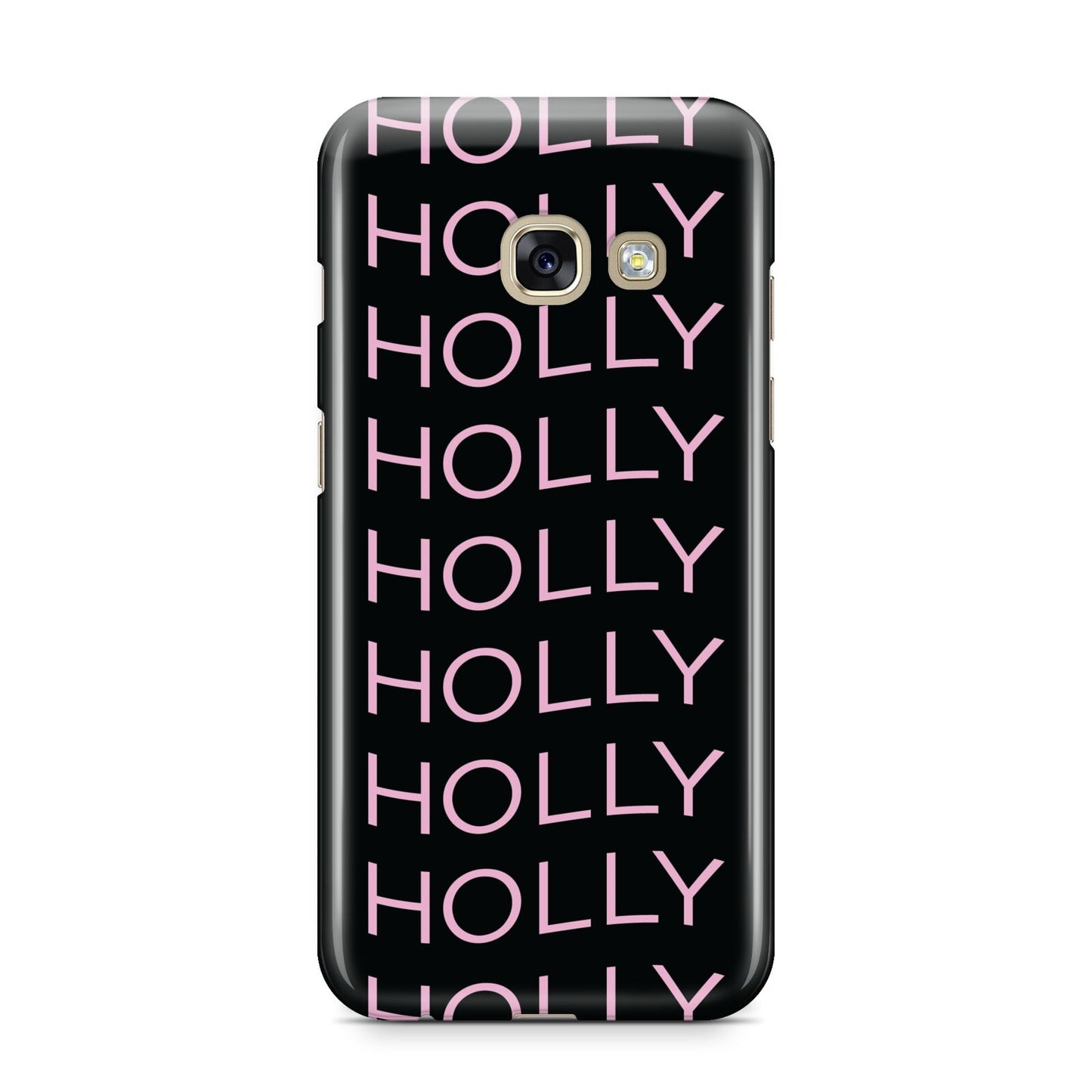 Wavy Name Samsung Galaxy A3 2017 Case on gold phone