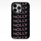 Wavy Name iPhone 13 Pro Black Impact Case on Silver phone