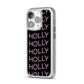 Wavy Name iPhone 14 Pro Clear Tough Case Silver Angled Image