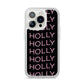 Wavy Name iPhone 14 Pro Clear Tough Case Silver