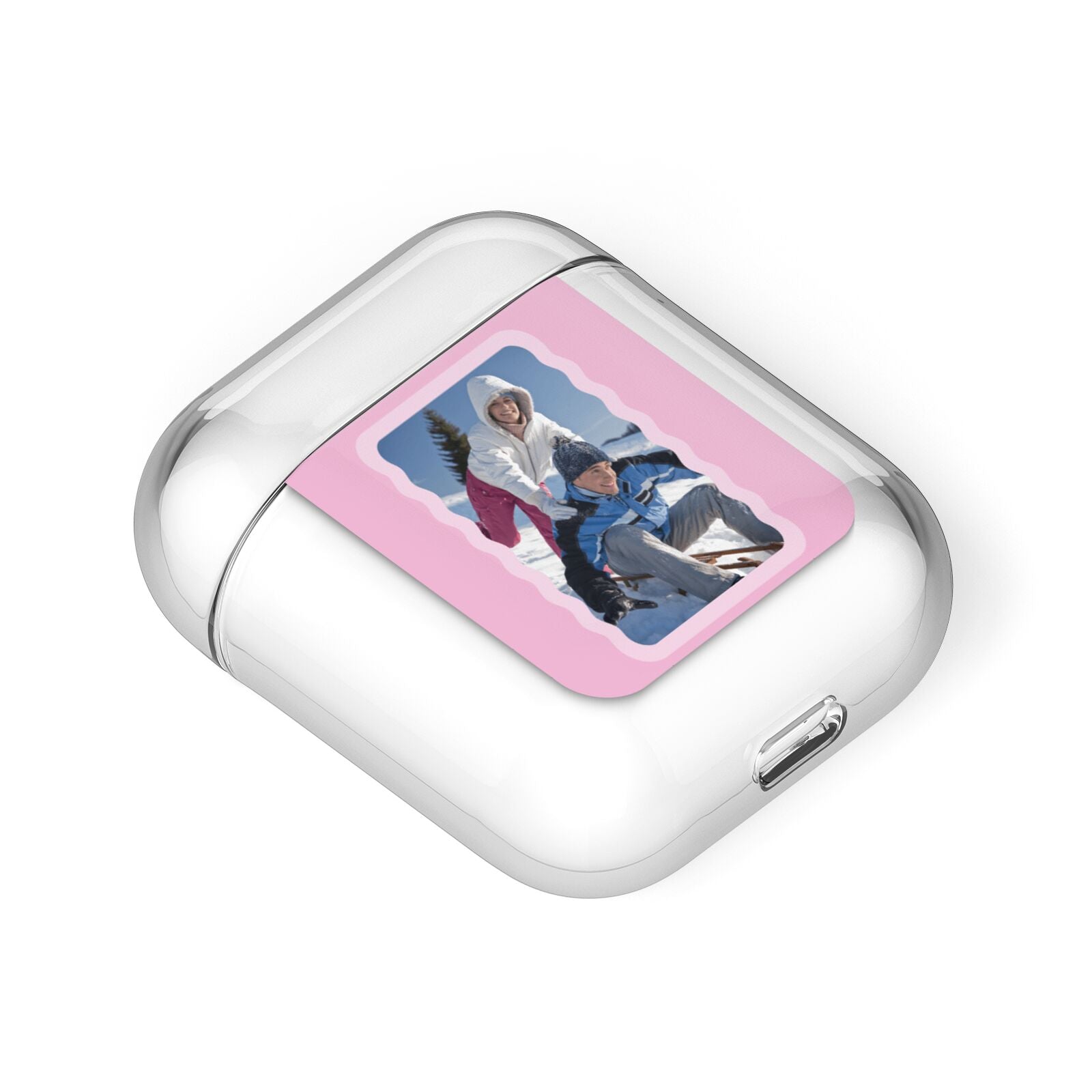 Wavy Photo Border AirPods Case Laid Flat