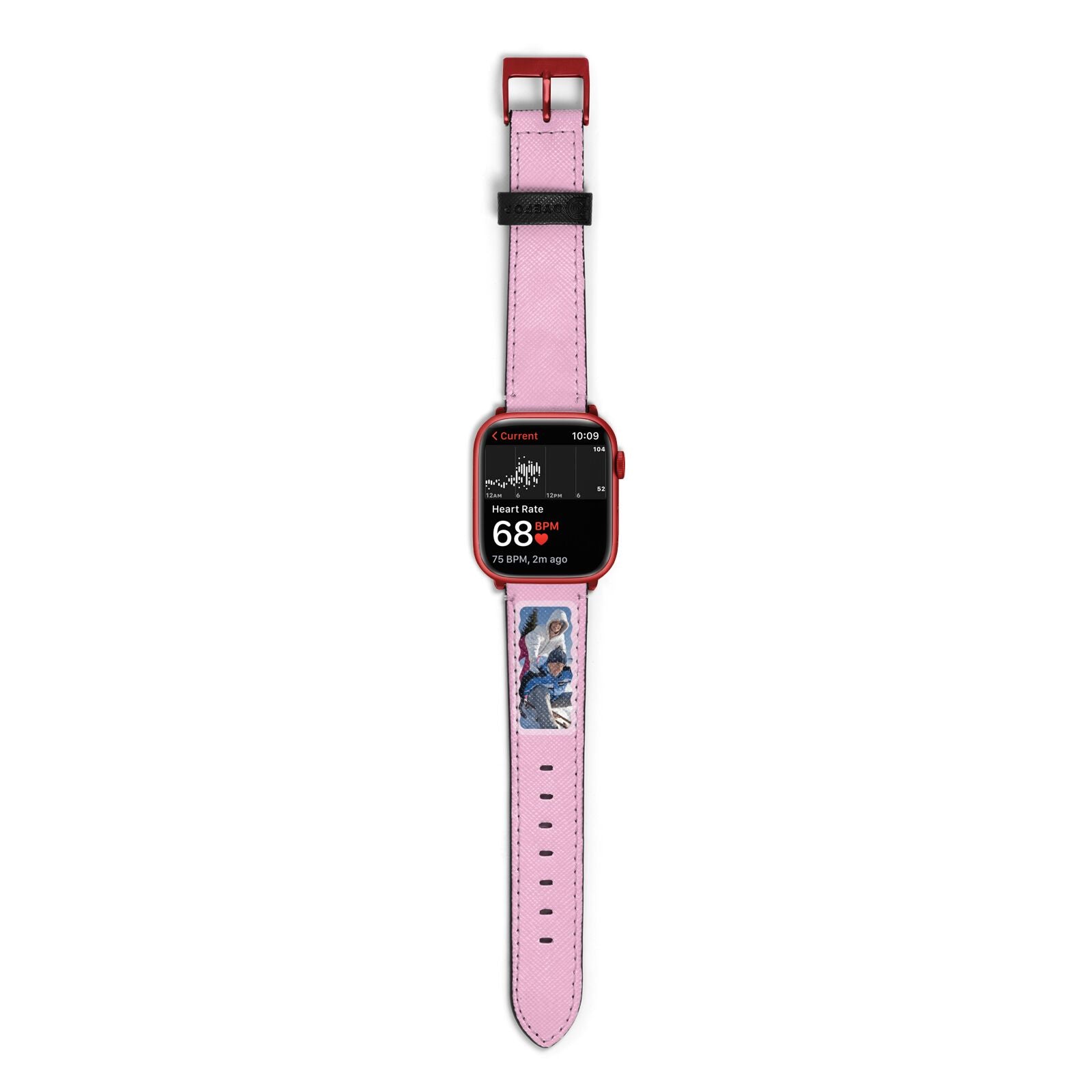 Wavy Photo Border Apple Watch Strap Size 38mm with Red Hardware