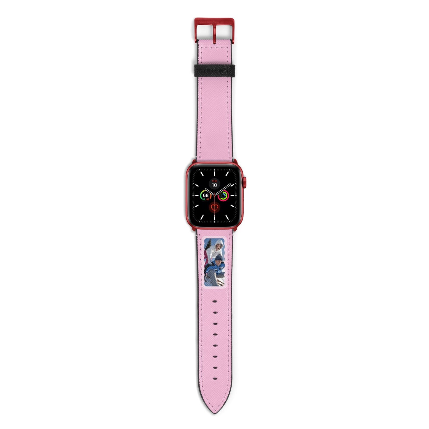 Wavy Photo Border Apple Watch Strap with Red Hardware