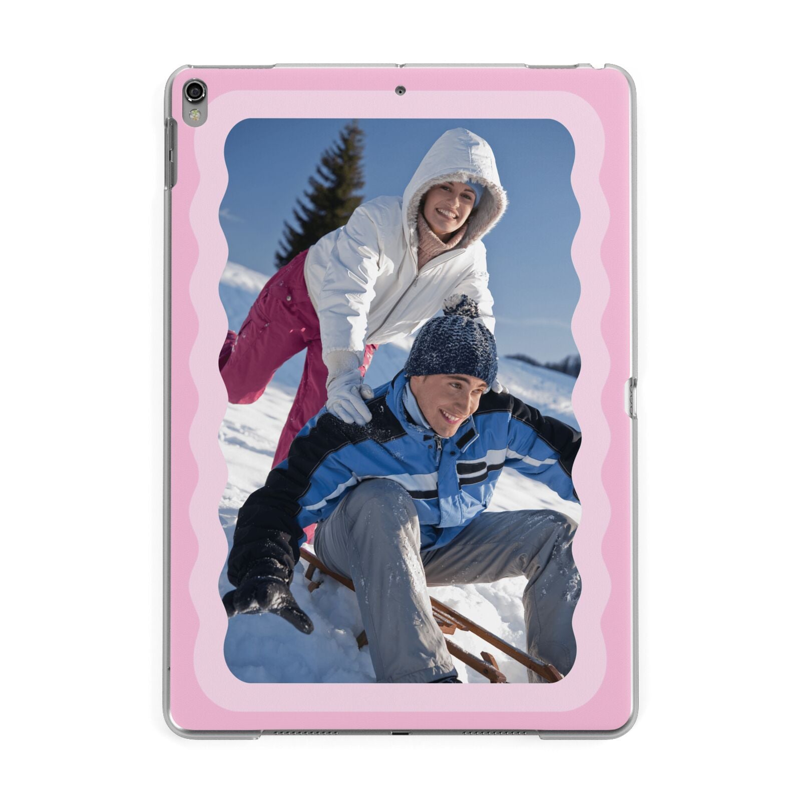 Wavy Photo Border Apple iPad Grey Case