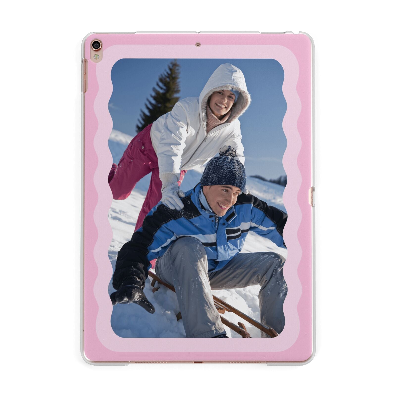 Wavy Photo Border Apple iPad Rose Gold Case