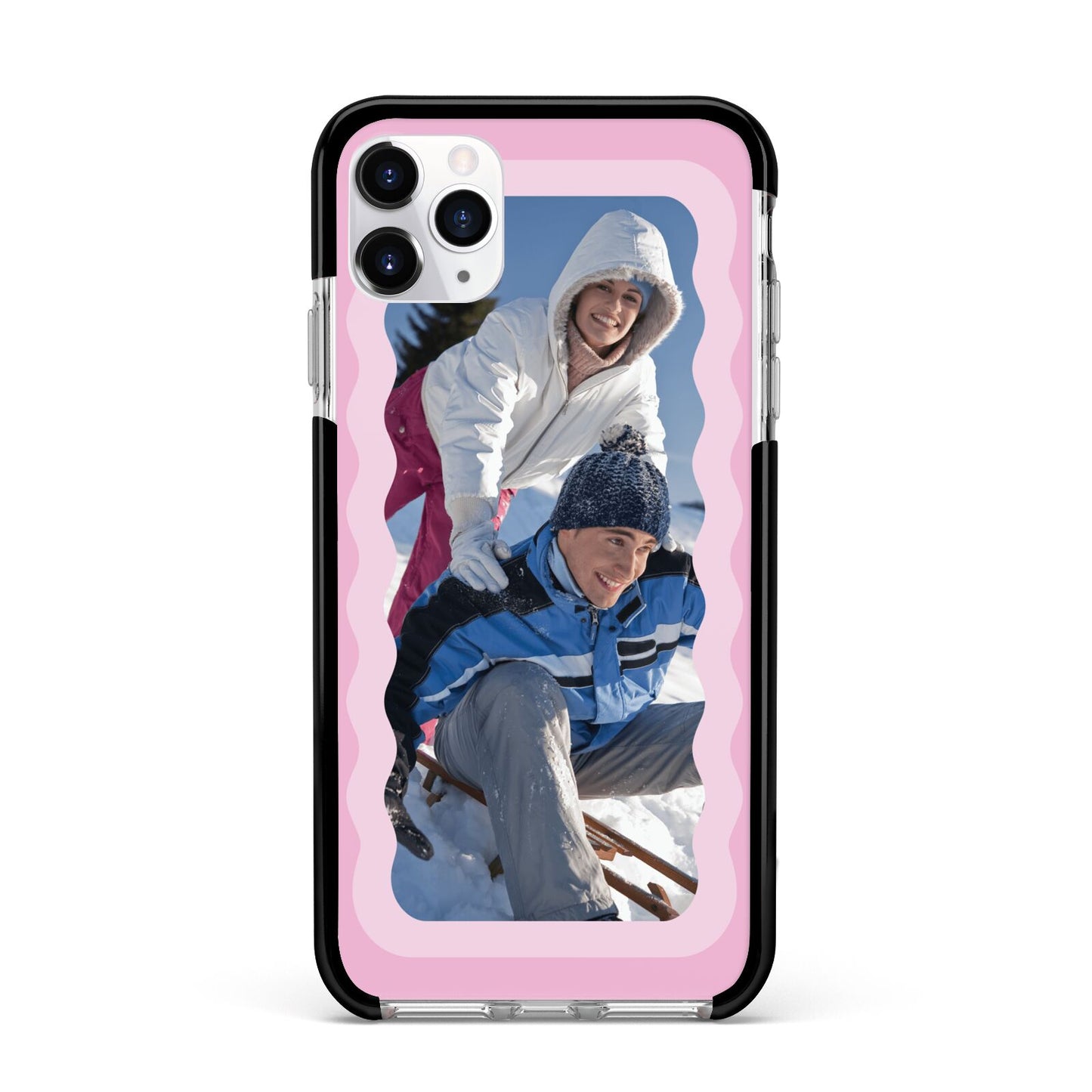 Wavy Photo Border Apple iPhone 11 Pro Max in Silver with Black Impact Case