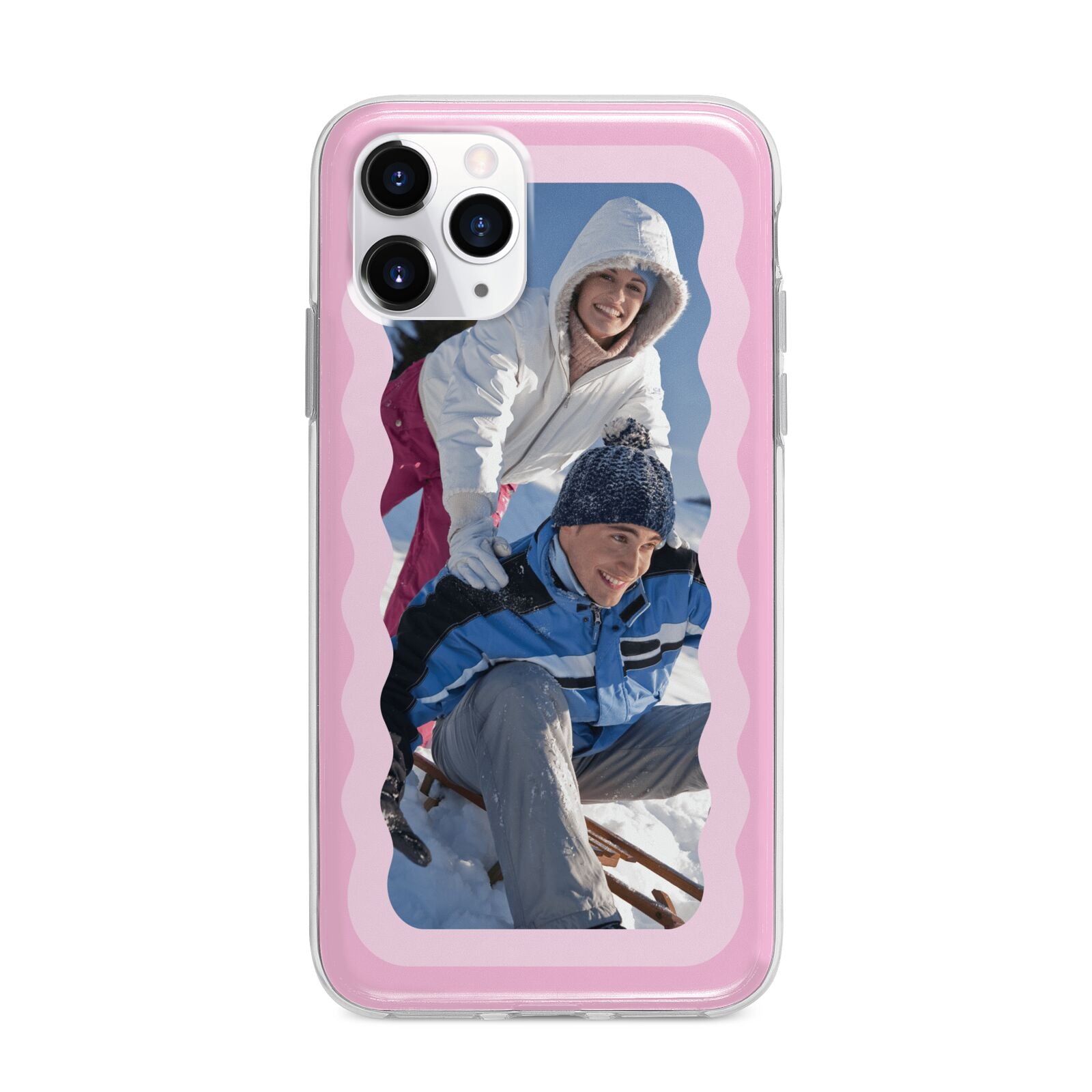 Wavy Photo Border Apple iPhone 11 Pro Max in Silver with Bumper Case